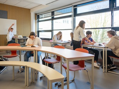 Foto van leerlingen die wennen in klas 1