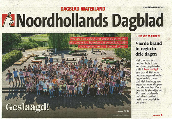 Uitslagendag op het Jan van Egmond Lyceum